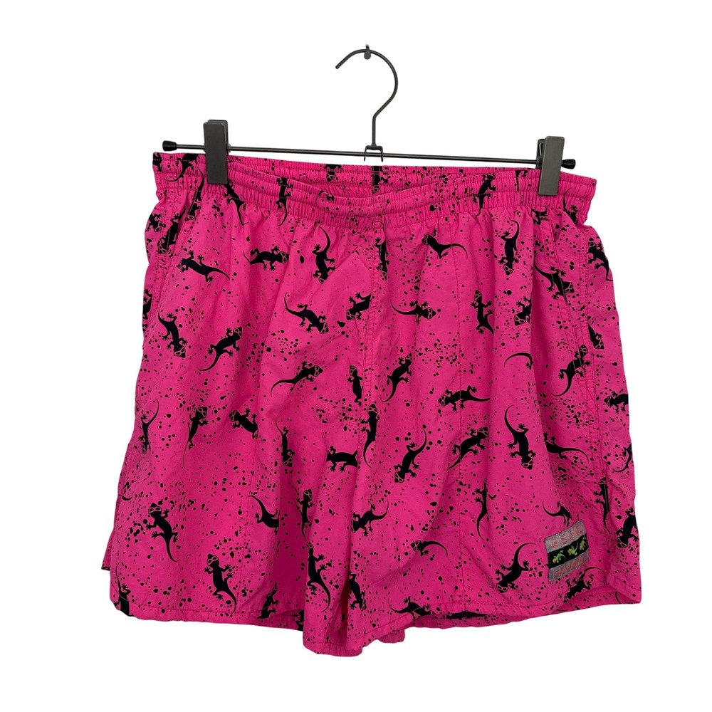 Gecko Hawaii Swim Shorts Mens Large Pink Forever Gecko Trunks Beach Surf Neon